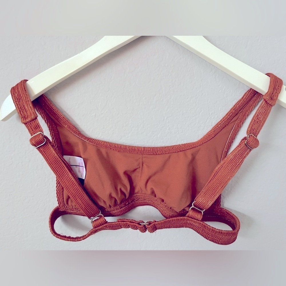 Rust Ribbed Women's bikini Top - Picture 3 of 6